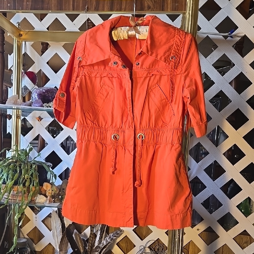 Women's Orange Utility Zip Up Light Weigh  Jacket Size Small-FC - Picture 2 of 5